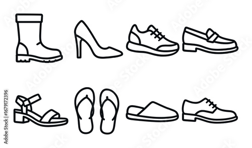 Variety of footwear silhouettes: boots, heels, sneakers, loafers and more