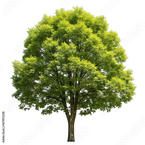 Lush green tree isolated on transparent background