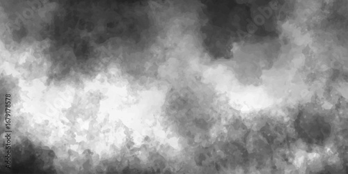 Abstract monochrome texture with misty light and clouds. Black grey Sky with white cloud, Concrete old and grainy wall white color grunge texture. Gray cloudy abstract backdrop, blended paper texture.