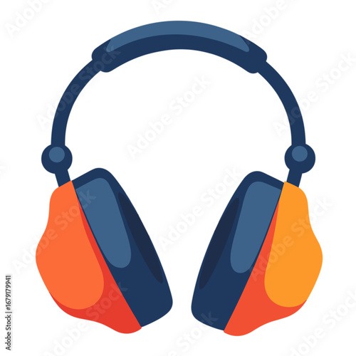 Colorful headphones in modern flat design on white background  