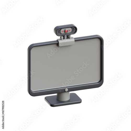 Modern computer monitor with attached webcam for online communication and digital content creation vector