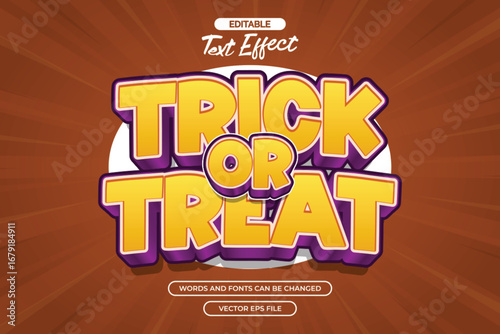 3d trick or treat editable text effect with cartoon text style