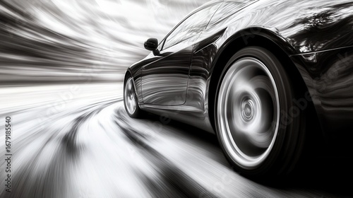 Dynamic Car Motion Blur Effect with Skid Marks on Road Surface