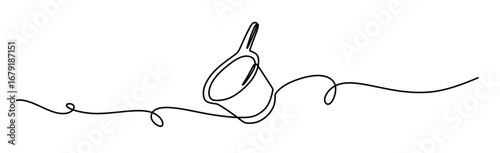 continuous line art of a water ladle for bathing. concept of bathing using a ladle. vector illustration
