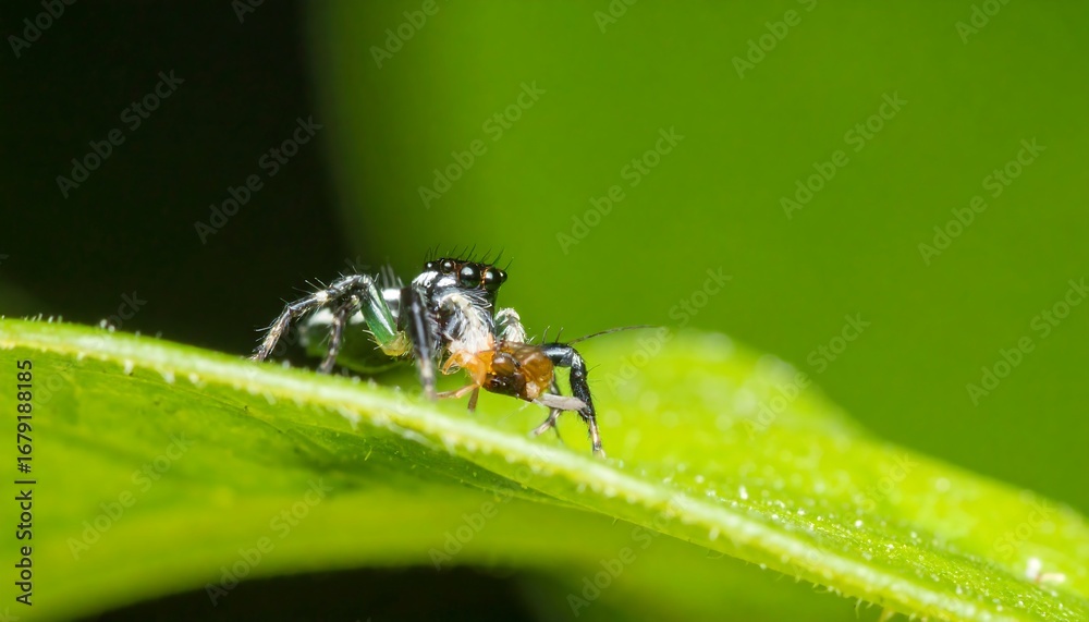 Naklejka premium Jumping spider on a leaf