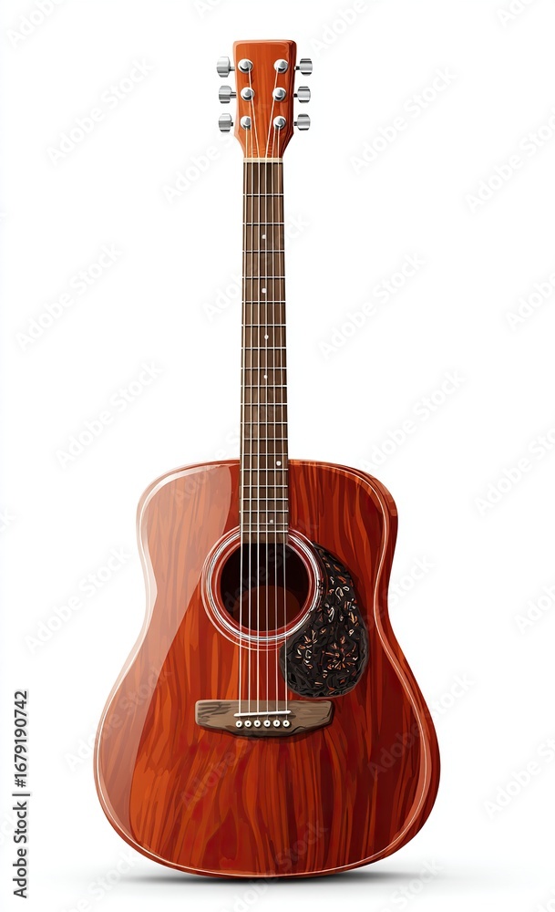 Fototapeta premium Glossy Electric Guitar Isolated on White Background