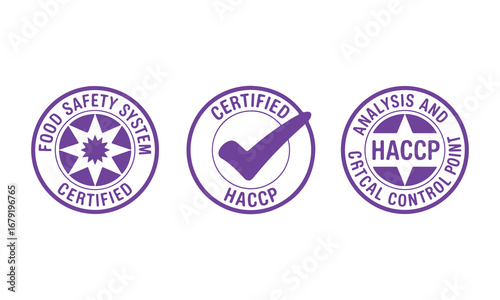 HACCP icon food safety system certified stamp vector isolated on white background.