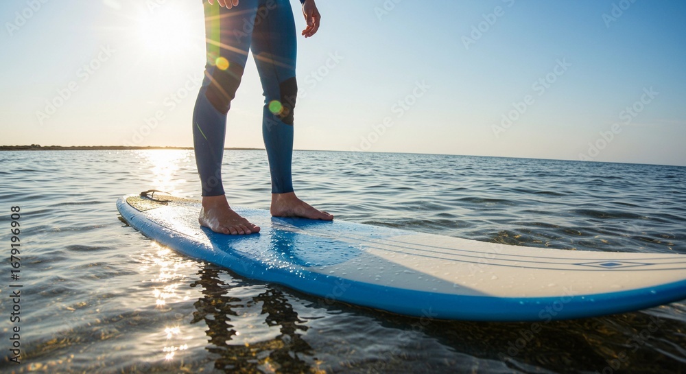 Obraz premium Person stand-up paddleboarding.