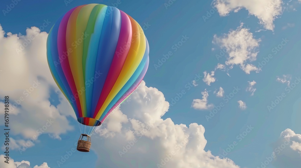 Naklejka premium Colorful Balloons Floating Over Summer Skies