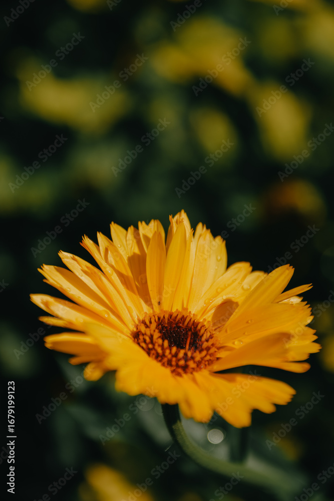 Obraz premium yellow flower on a green background