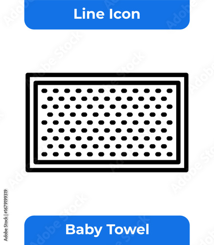 Baby Towel, Blanket or Mat, Soft Cotton Fabric with Dotted Texture, Vector Isolated Illustration for Children's Product Design