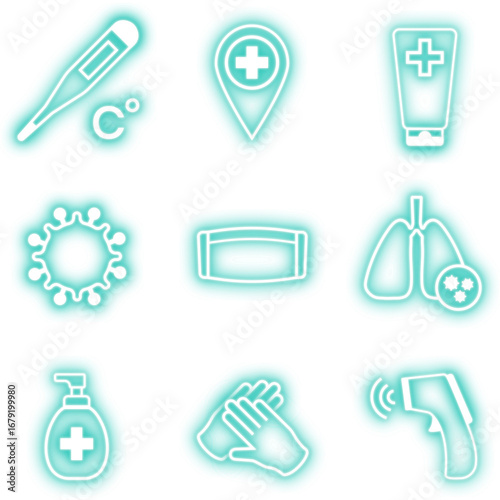 Wallpaper Mural Coronavirus PPE neon sign set transparent png Torontodigital.ca