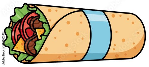 Cartoon Burrito Illustration - A Delicious Mexican Wrap.