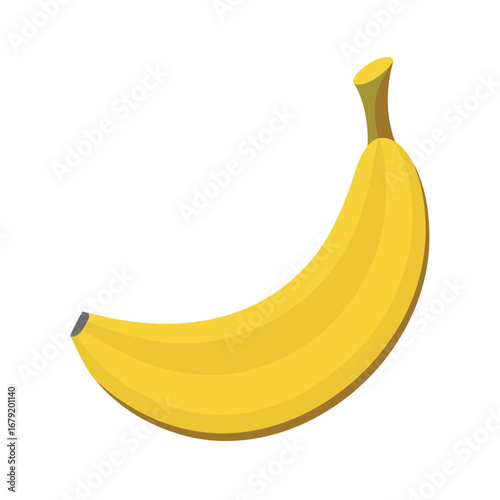 Yellow Banana on White Background fruit food