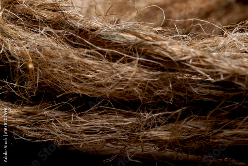 Close-up of brown colored ropes made from coconut fiber