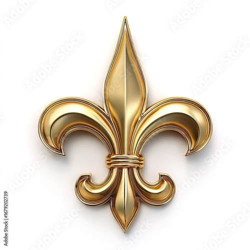 Golden Fleur-de-lis on White Background