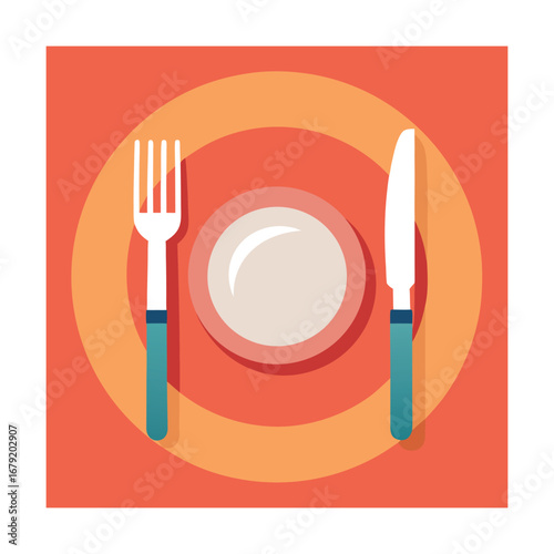 Minimalist Dining Icon With Teal Handles food meal