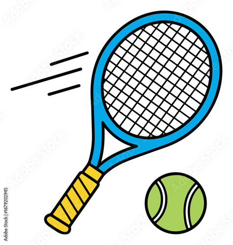 Tennis Racket and Ball Ready for a Serve.