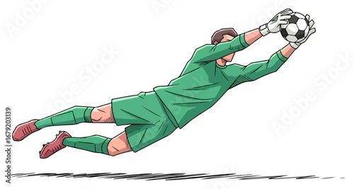 Soccer Goalkeeper Diving Save.