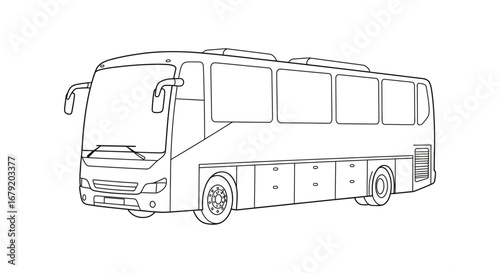 Line art illustration of a passenger bus for coloring or design projects