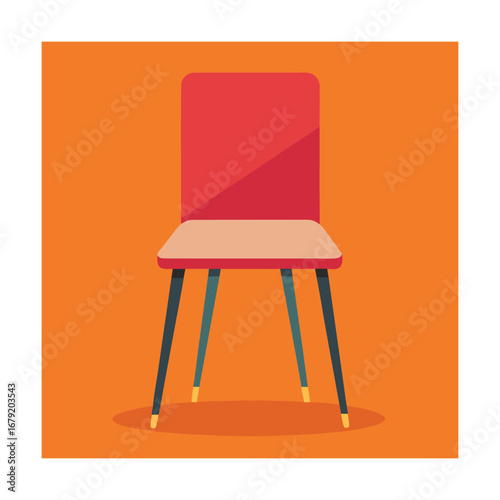 Red Modern Chair With Orange Background furniture interior