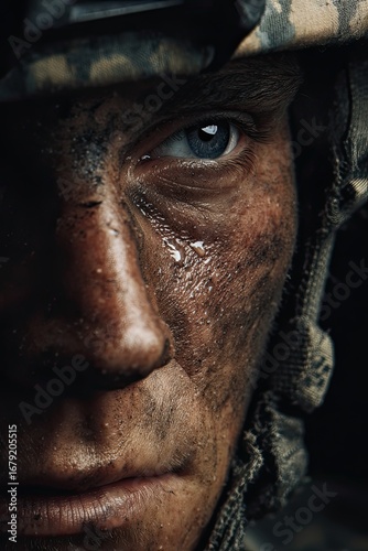 army soldier crying emotional dramatic close up