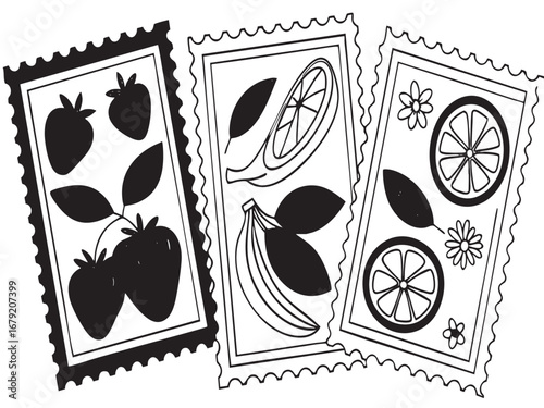 vector illustration of a floral ornament and fruit