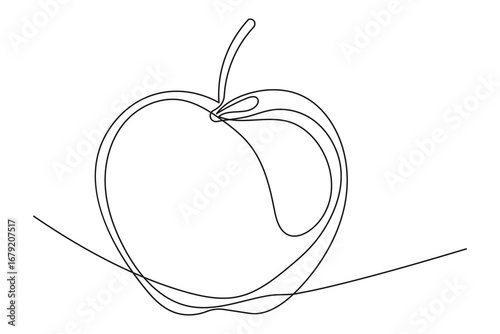  Modern minimal apple outline continuous single line artwork fruit illustration