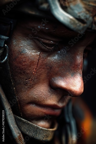army soldier crying emotional dramatic close up