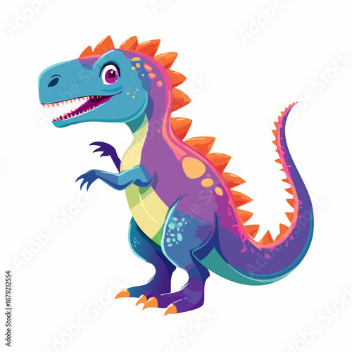 Neon light style dinosaur illustration. Vector illustration for t-shirt prints, posters, and other uses.