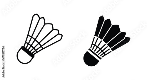 Shuttlecock Vector Illustration Badminton Equipment in Black and White Outline