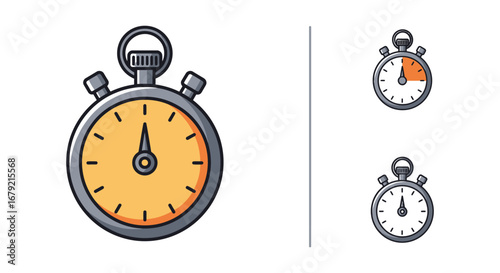 Stopwatch icons showing time passing deadline or countdown in vector format