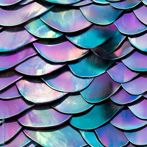 Iridescent dragon scales pattern in vibrant colors