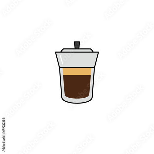 Illustrated Macchiato Coffee Drink in Glass Vessel
