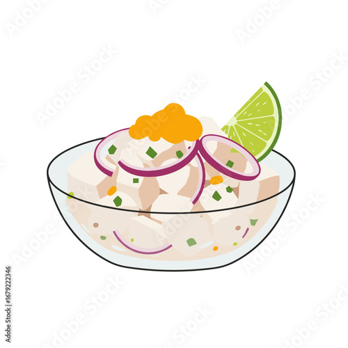 Vibrant Peruvian Ceviche Bowl with Lime and Aji Amarillo