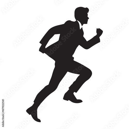 Running businessman silhouette vector image for business success and career growth concepts stock illustration