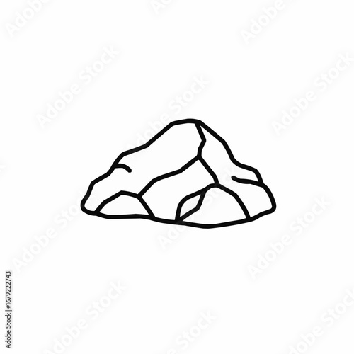 Simple line drawing of a rock formation with distinct segments and crevices