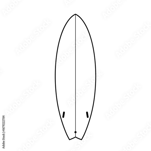 Classic Surfboard Outline Design: Simple Line Art Illustration