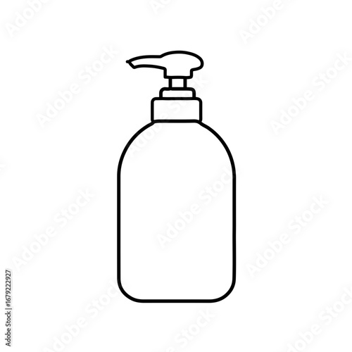 Minimalist outline of a pump bottle with rounded edges and dispenser