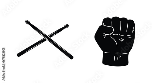 Drumsticks and Fist Graphic Design Element
