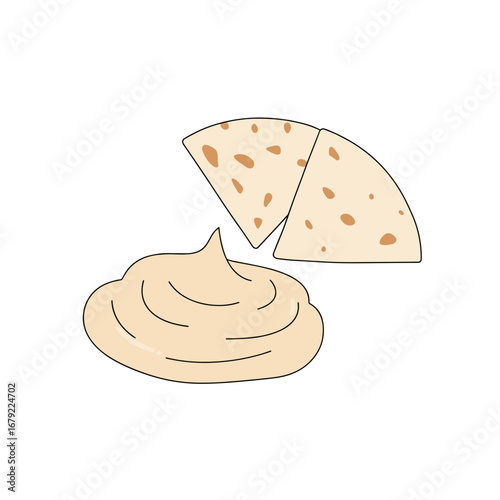 Simple Illustration of Hummus and Pita Chips