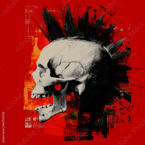 Abstract human skull with a Mohawk. Punks not dead
