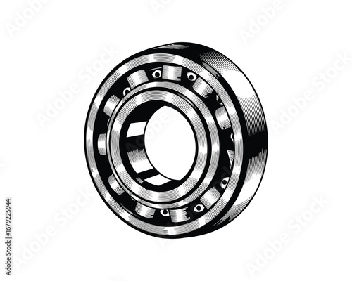 Bearing Metal Structure, Industrial Machinery Equipment Part, Mechanical Component Vector Illustration