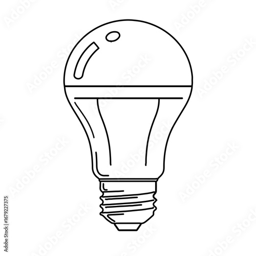 Line Art Illustration of an LED Light Bulb