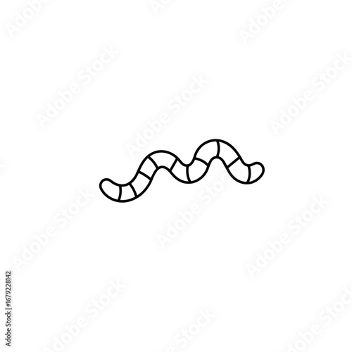 Simple Line Drawing of a Striped Worm