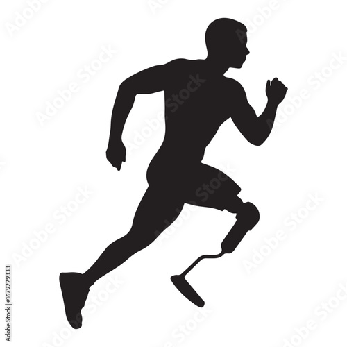 Triumphant Runner: Paralympic Athlete in Motion silhouette