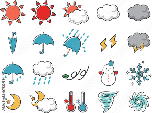 天気アイコンのベクターイラストセット