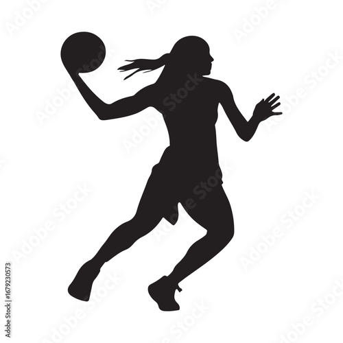Powerful Silhouette: Female Basketball Player in Action - Sports Graphics silhouette