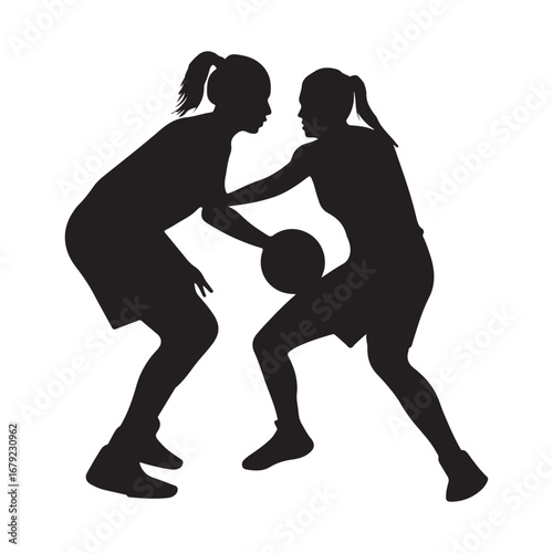 Women's Basketball: Intense Gameplay Silhouette silhouette