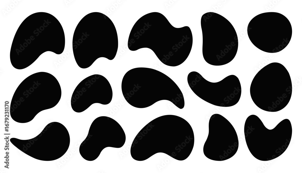 Fototapeta premium Organic shape round form set. Liquid organic blob 